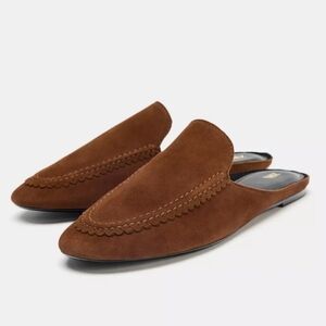 Zara Split Suede Babouche Mules-Brick